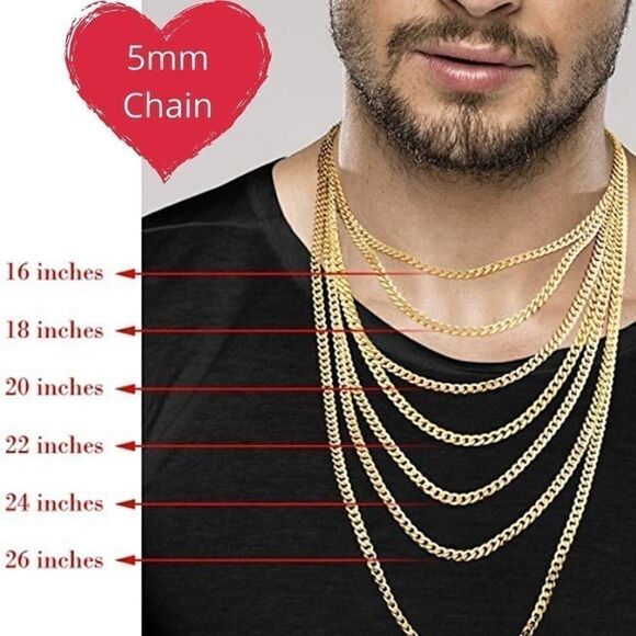 Men’s 18k Gold over 925 Cuban Chain Necklace 20” - Picture 1 of 9